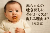赤ちゃんの吐き戻しに茶色いカスが混じる理由は？【知恵袋】