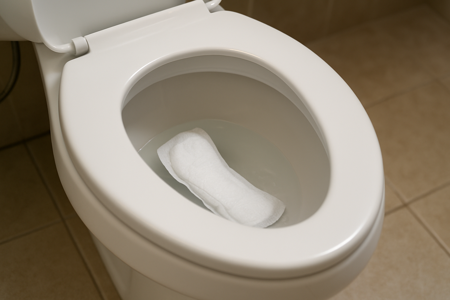 ナプキンをトイレに流してしまった時は絶対に追加で水を流さない