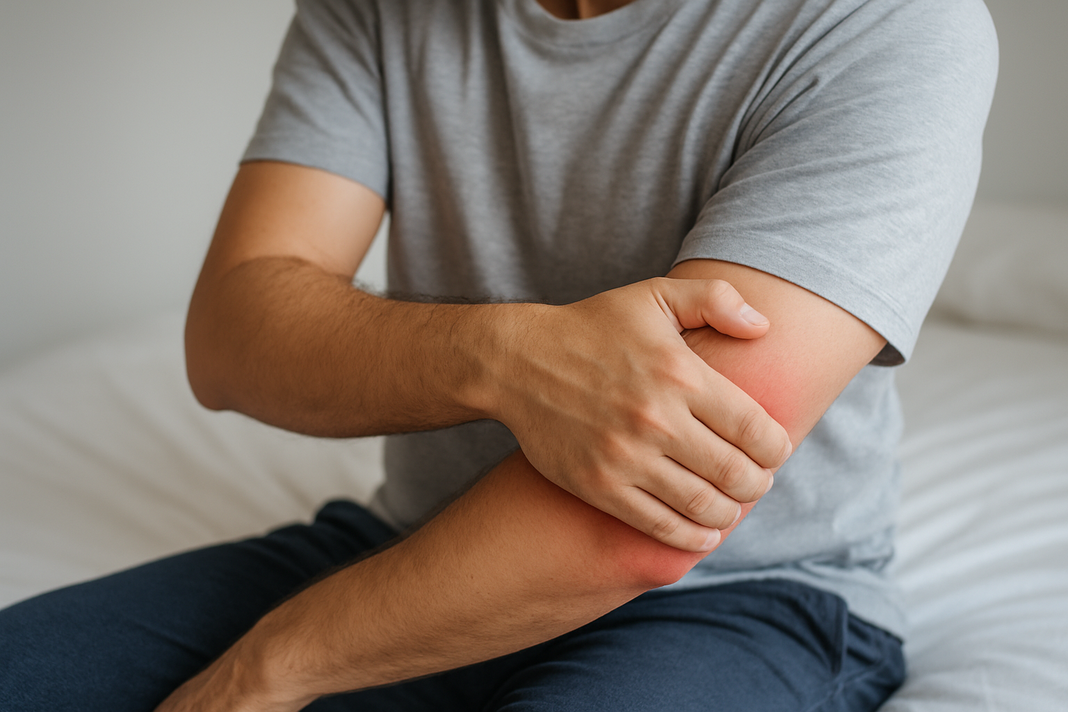 寝起きに肘が痛い原因は腱や関節の炎症