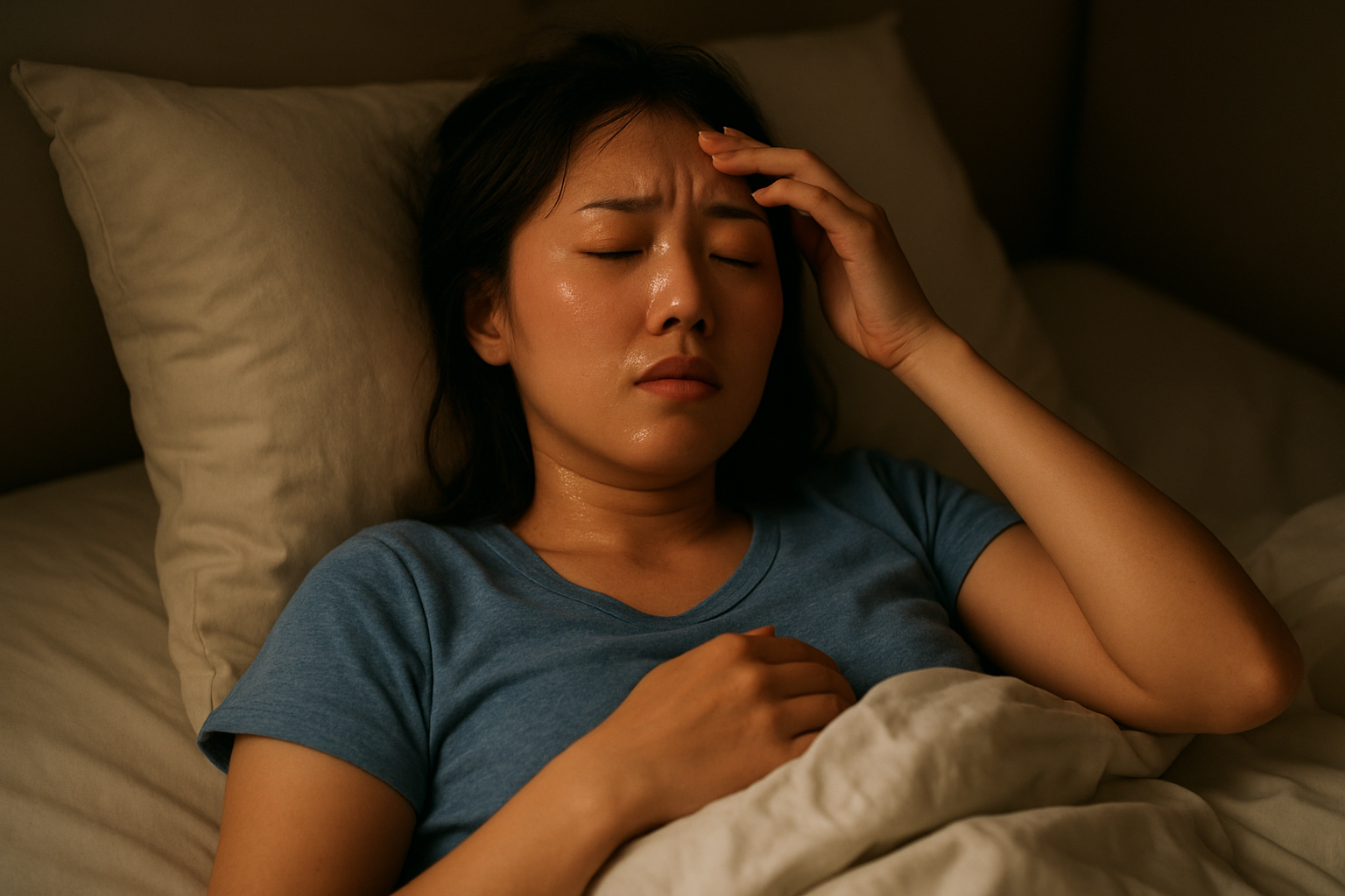 寝汗で起きるのは自律神経やホルモンバランスが主な原因です