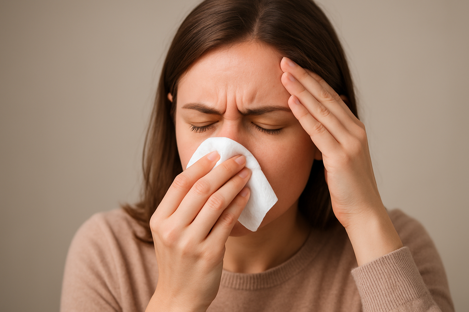 鼻かみすぎて頭痛い時の対処法は優しくかむことと温めること