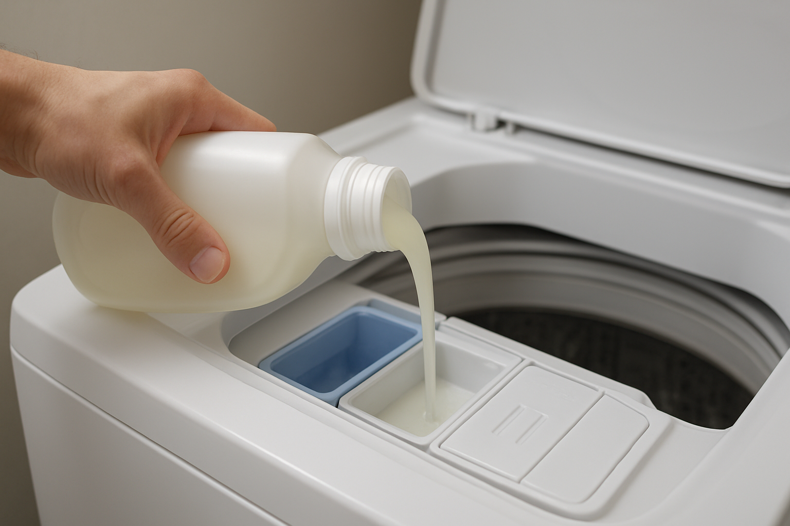 柔軟剤のところに洗剤を入れると洗浄効果が低下します