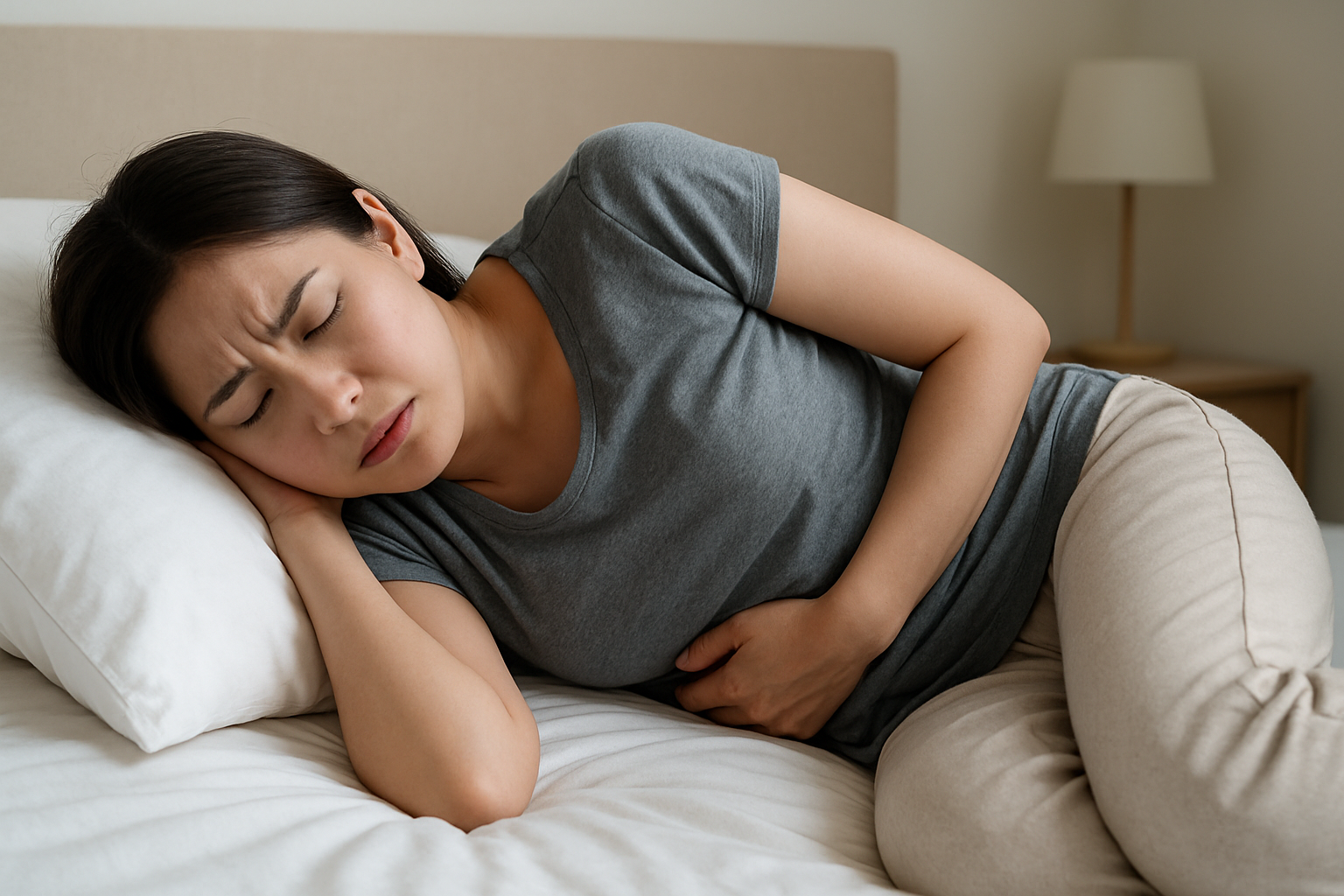 横になるとお腹が痛いのは、姿勢によって内臓が圧迫されるから