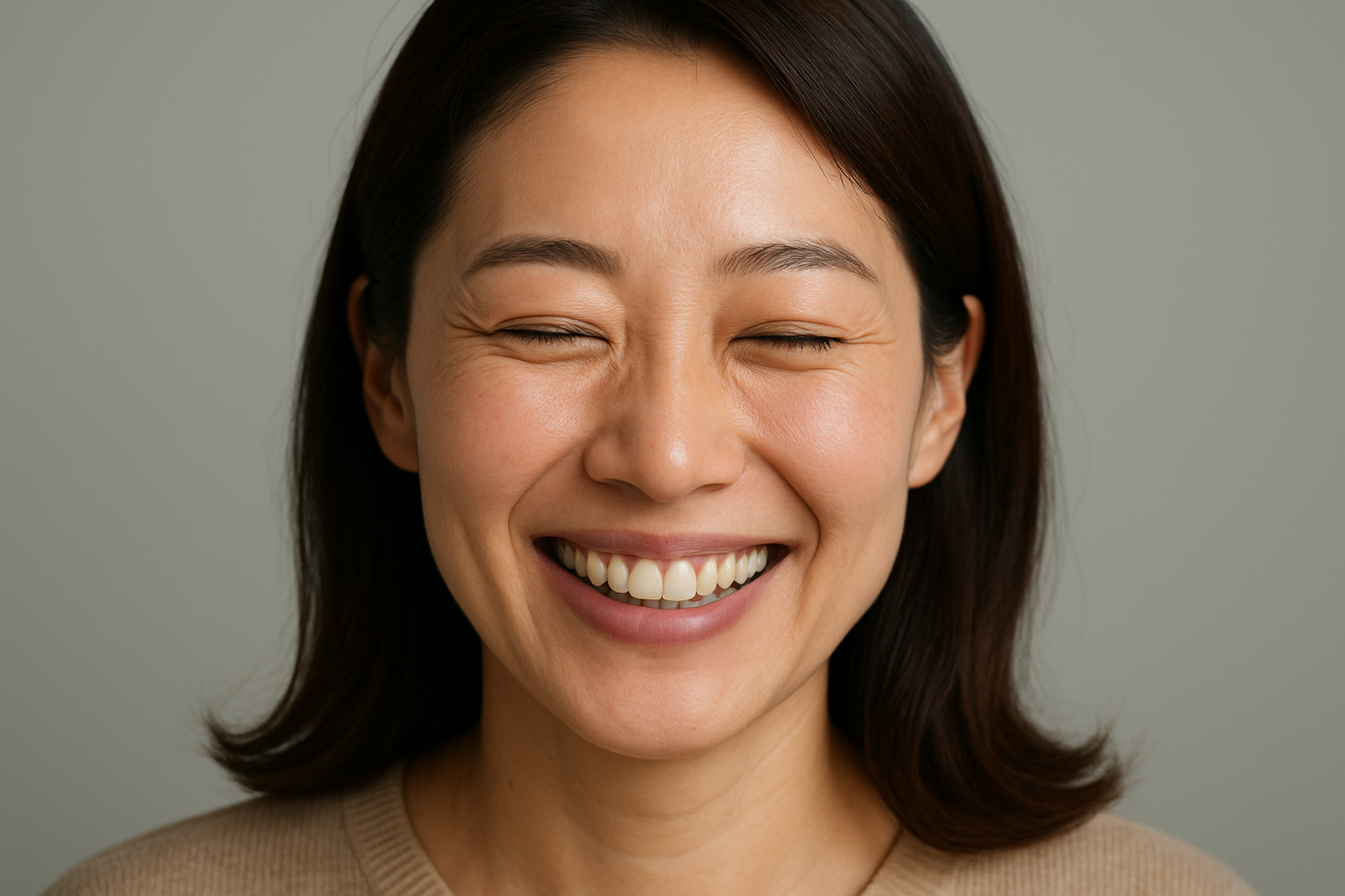 笑うと目の下が膨らむのは、筋肉と脂肪と皮膚の構造が関係しています